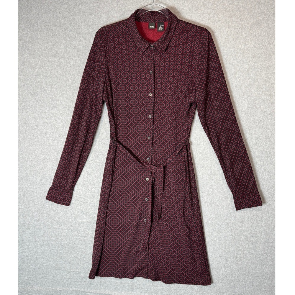 Mossimo Belted Dress Black & Red Size 14‎ Long Sleeve Vintage